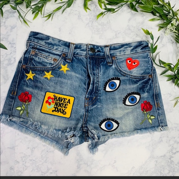 Free People Pants - Free people Uptown Short with custom patchwork Free People Pants - Free people Uptown Short with custom patchwork